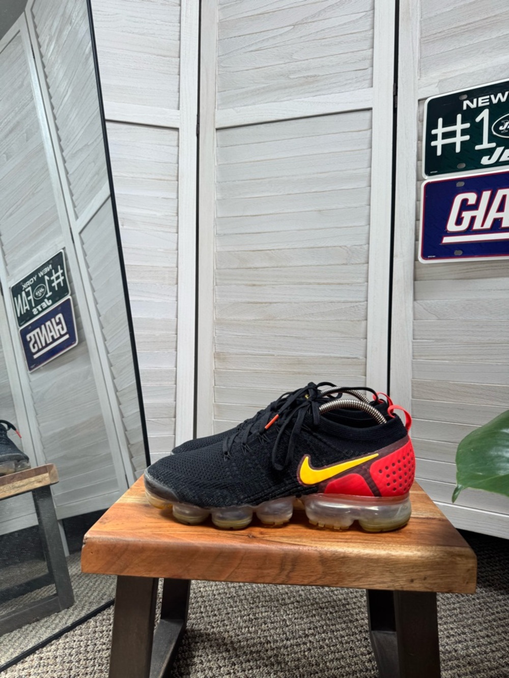 Nike Black/Red/Yellow VaporMax Flyknit Running Shoes